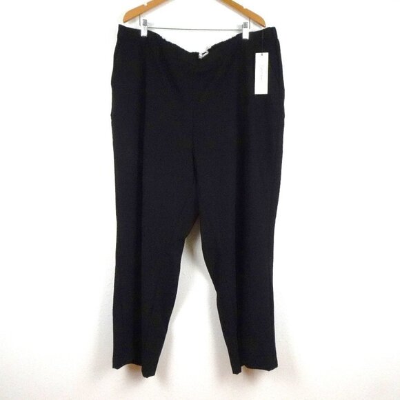 Calvin Klein Wide Leg Pants Women's Plus Size 3X Black Elastic Waist Work Career - Picture 1 of 11